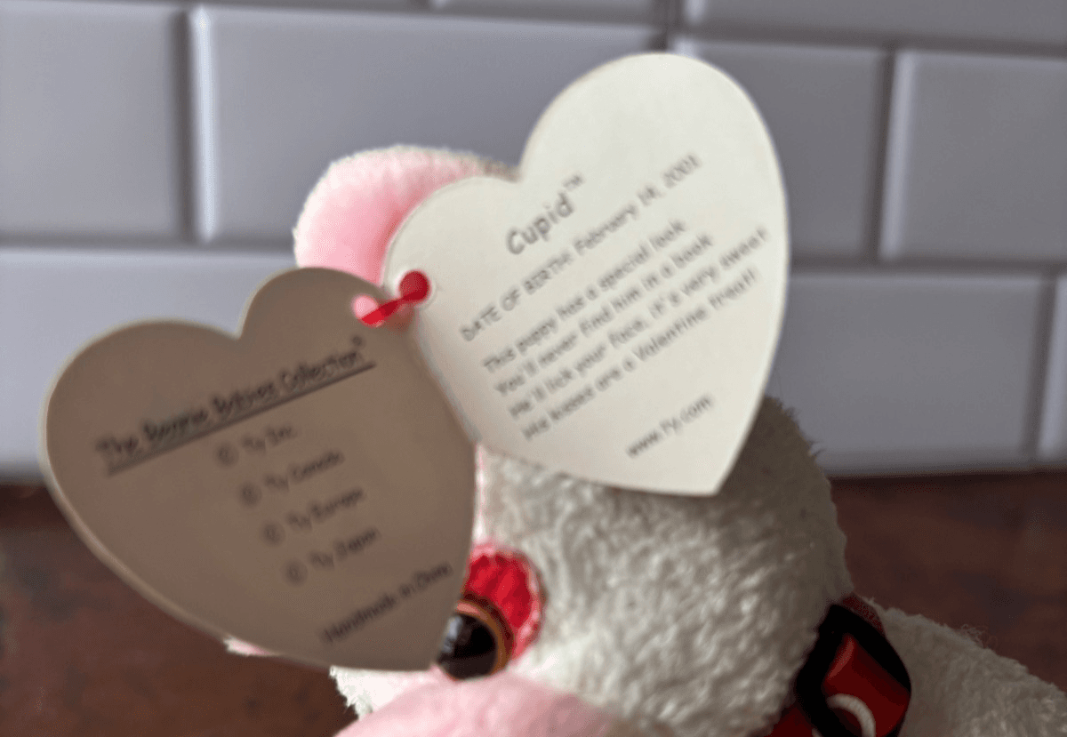 TY Beanie Babies Valentine Lot 4 - 3x Valentino Bear + Cupid Dog with Tag Plush - Thumbnail 5