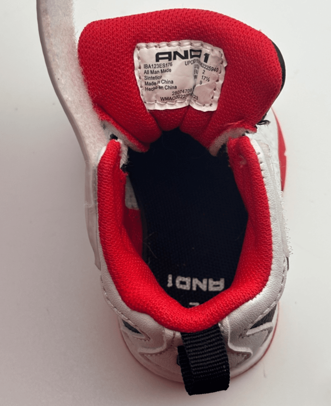 AND1 Baby Sneakers Size 2 Athletic Strap Sneaker Black and Red - Thumbnail 10