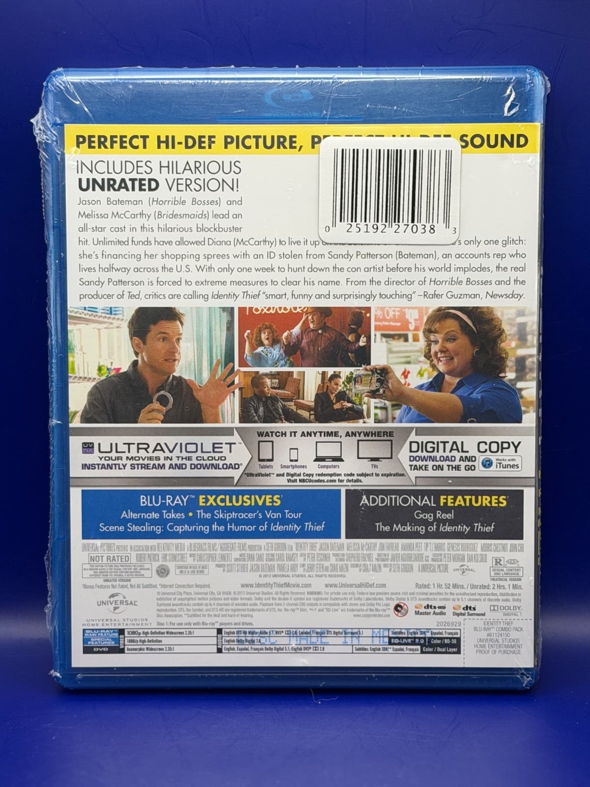 Identity Thief Promo Blu-ray DVD Digital Copy Unrated Jason Bateman Sealed - Thumbnail 2