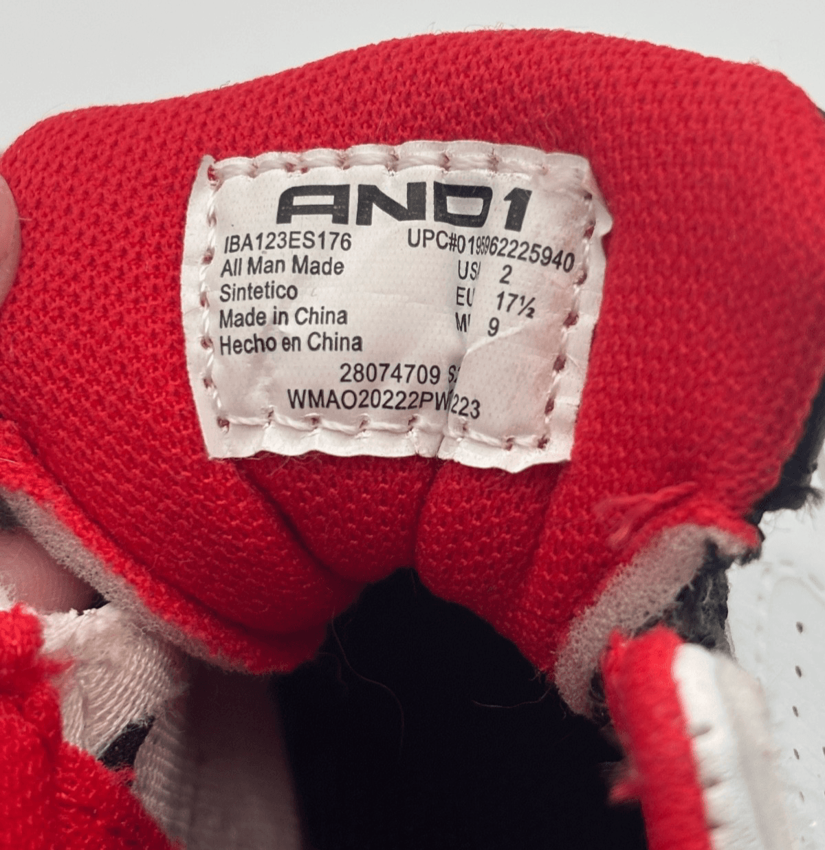 AND1 Baby Sneakers Size 2 Athletic Strap Sneaker Black and Red - Thumbnail 9