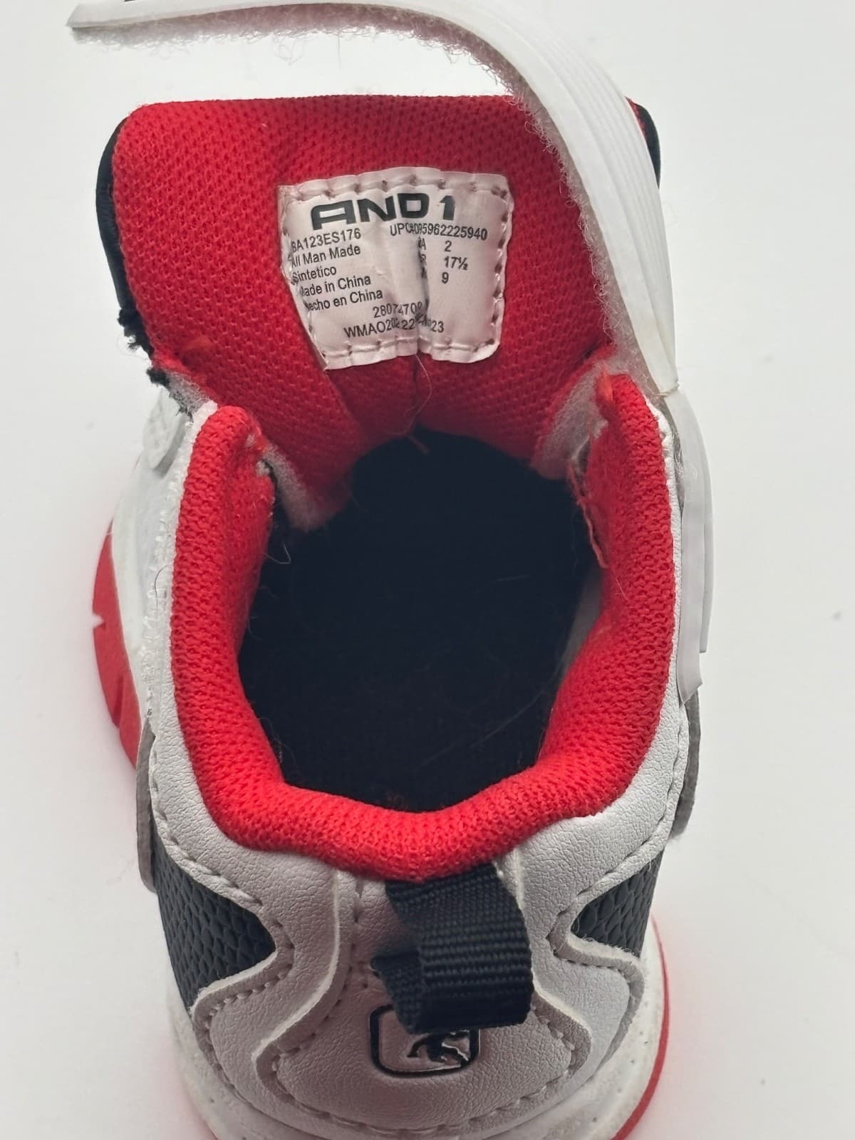 AND1 Baby Sneakers Size 2 Athletic Strap Sneaker Black and Red - Thumbnail 22