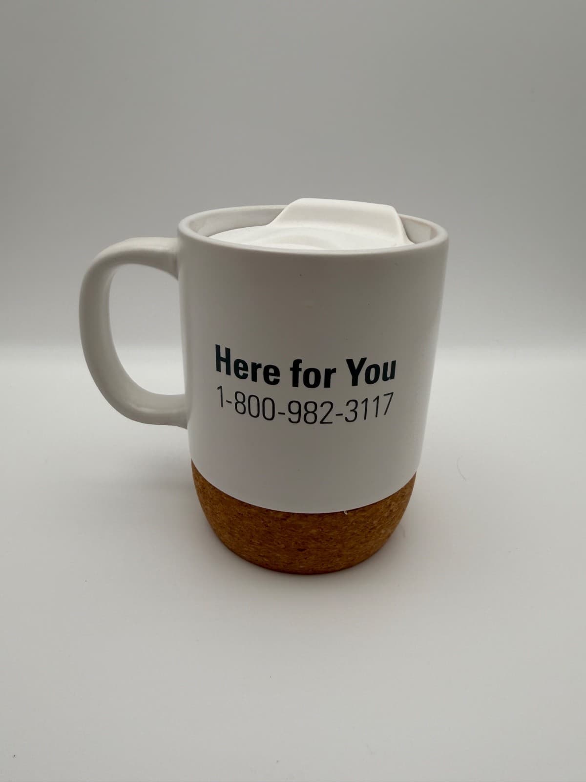 Medical Mutual Ceramic Coffee Mug With Lid Cork Bottom Here For You - Thumbnail 2