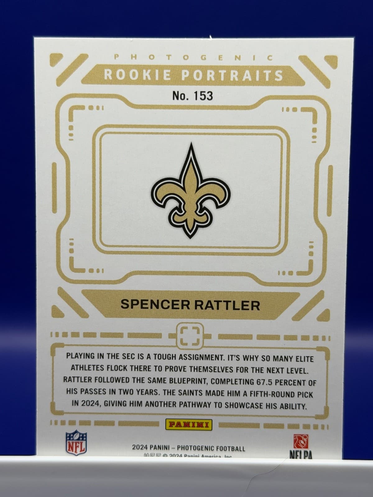 2024 Panini Photogenic Spencer Rattler RC Rookie Portraits #153 Saints - Thumbnail 2