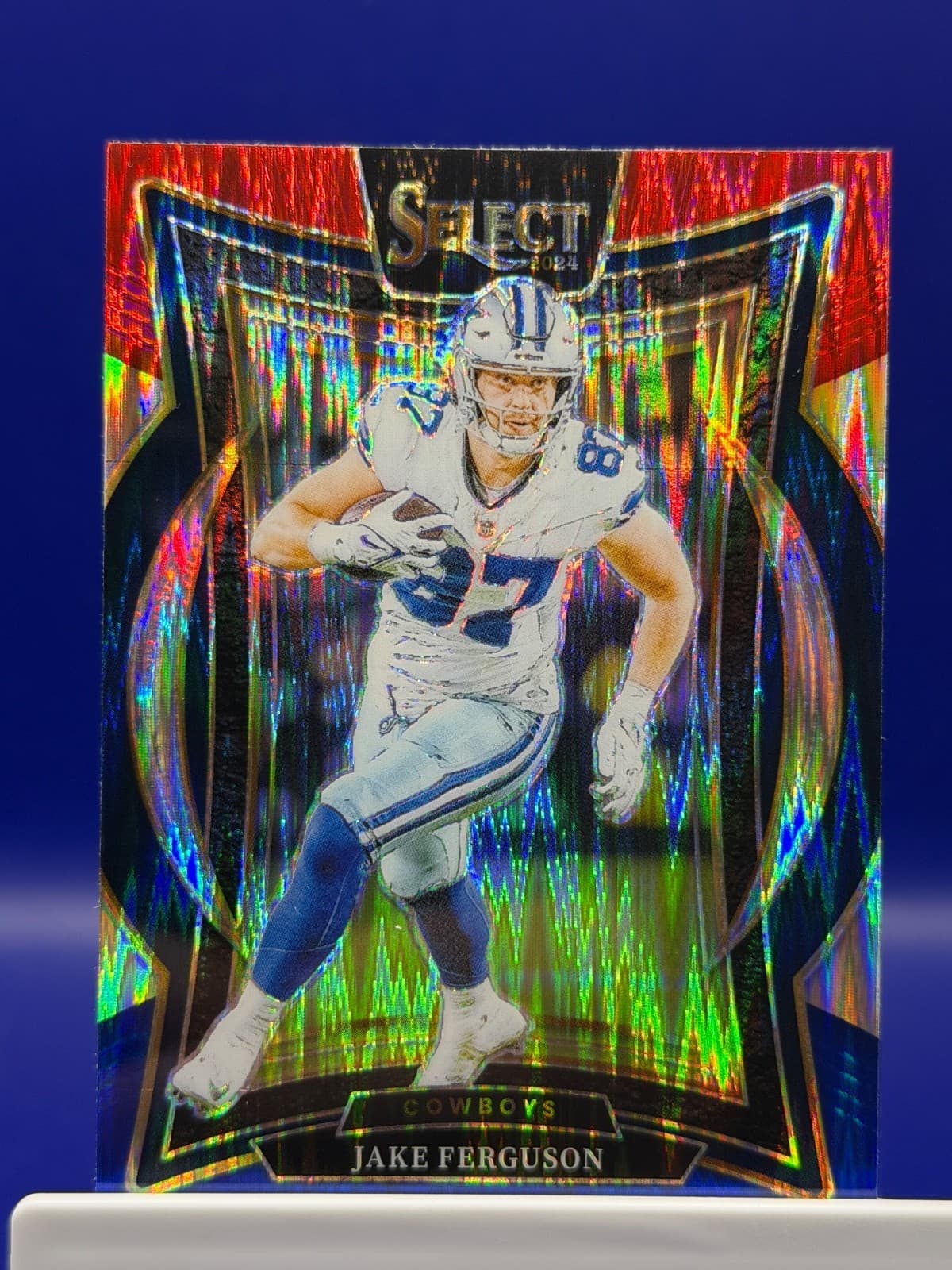 2024 Select Jake Ferguson Red Yellow Shock Prizm #64 Cowboys Concourse