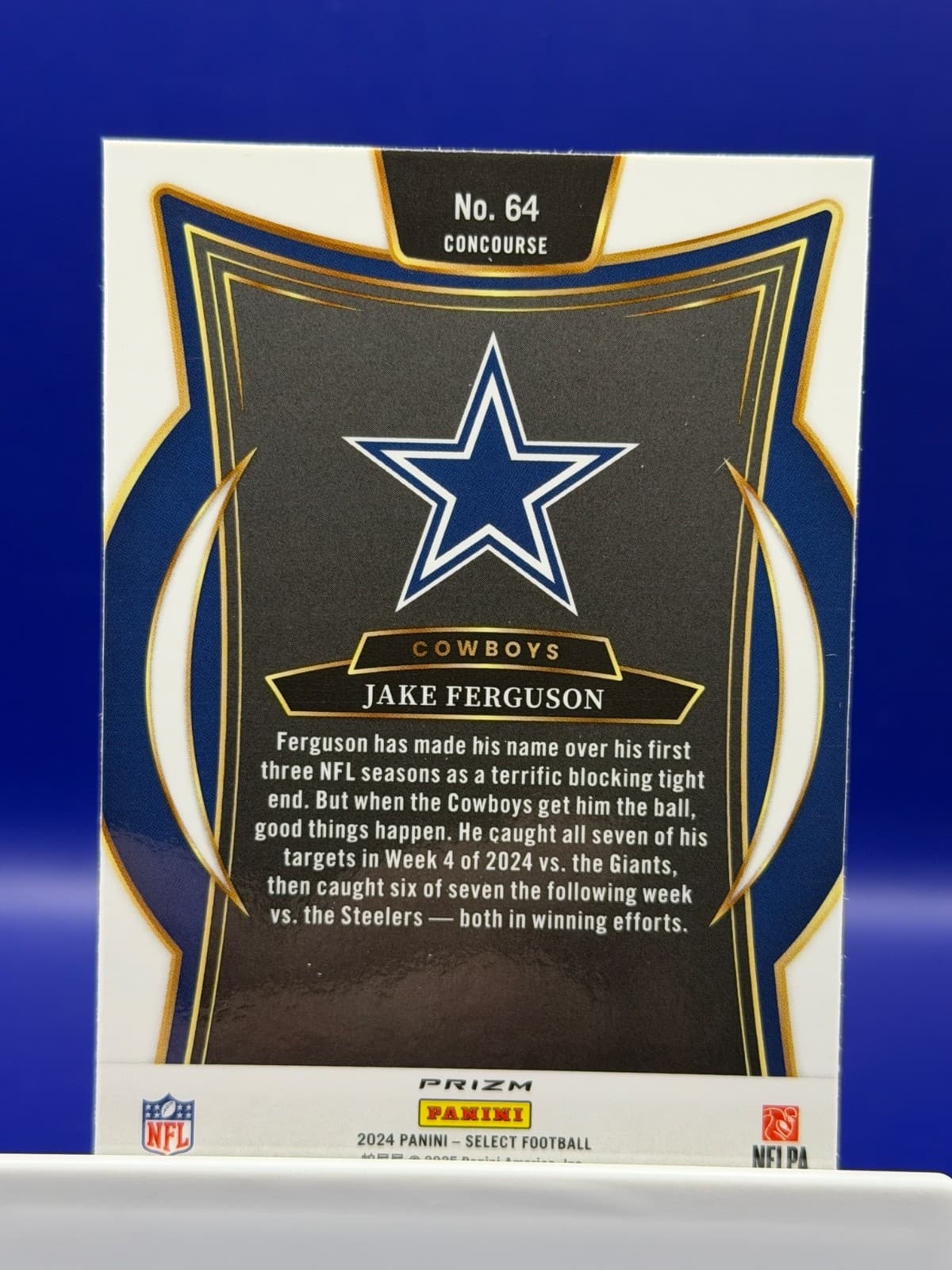 2024 Select Jake Ferguson Red Yellow Shock Prizm #64 Cowboys Concourse - Thumbnail 2