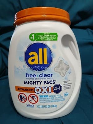 All Free Clear 56 Mighty Pacs Laundry Detergent Odor Relief NO Perfunes or Dyes
