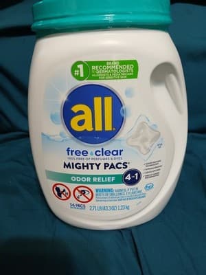 All Free Clear 56 Mighty Pacs Laundry Detergent Odor Relief NO Perfunes or Dyes