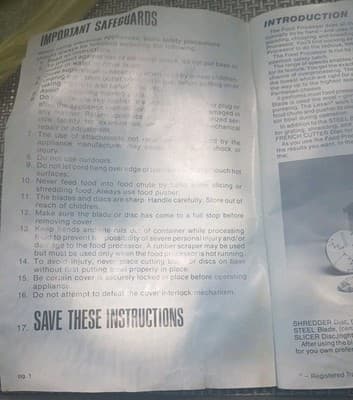 Sears Counter Craft 7-Speed Food Processor Owner’s Manual Only - Thumbnail 4