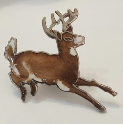 Vintage Christmas Enamel Brooch Pin Lot Santa Reindeer Holiday Tree Wreath Bells - Thumbnail 4