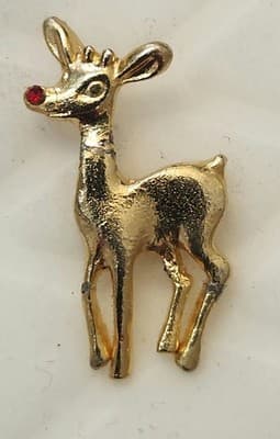 Vintage Christmas Enamel Brooch Pin Lot Santa Reindeer Holiday Tree Wreath Bells - Thumbnail 2