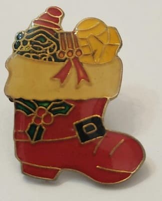 Vintage Christmas Enamel Brooch Pin Lot Santa Reindeer Holiday Tree Wreath Bells - Thumbnail 6