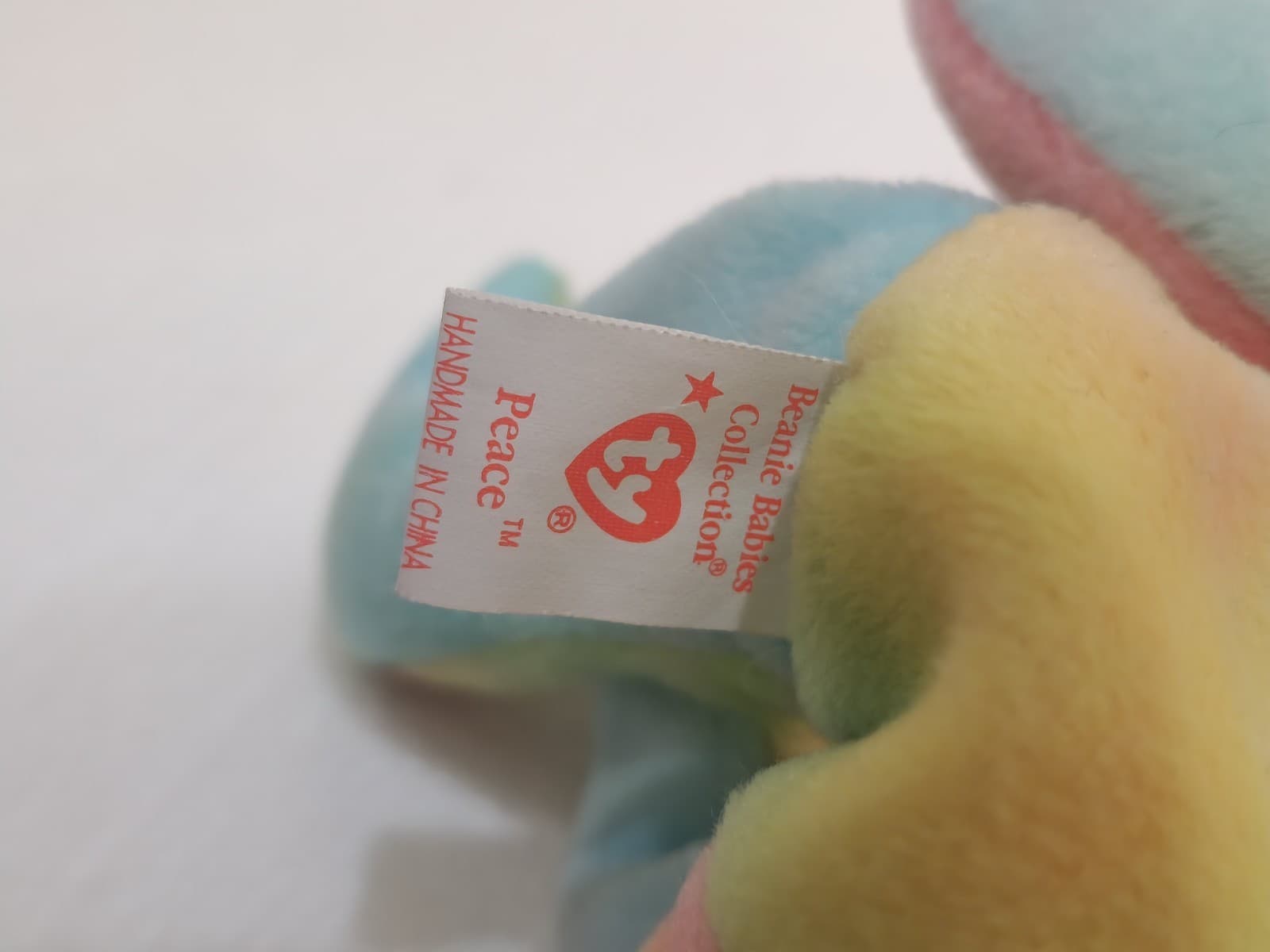 Ty Beanie Babies Peace Bear Tie Dye Plush 1996 Vintage PVC Pellets w/o Tag - Thumbnail 2