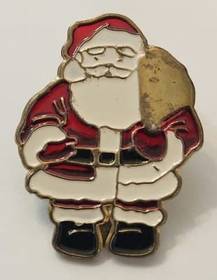 Vintage Christmas Enamel Brooch Pin Lot Santa Reindeer Holiday Tree Wreath Bells - Thumbnail 9