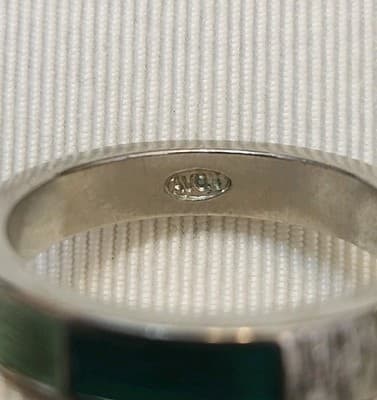 Avon Stackable Enamel Band Ring Green Yellow Enamel Inlay - Thumbnail 2