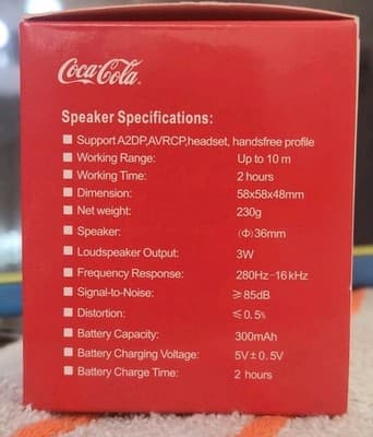 Official Coca-Cola Mini Wireless Speaker Bluetooth Red White Sphere Collectible - Thumbnail 2