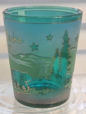 Vintage 80's 90's Alaska Shot Glass Souvenir Bears Trees - Thumbnail 2