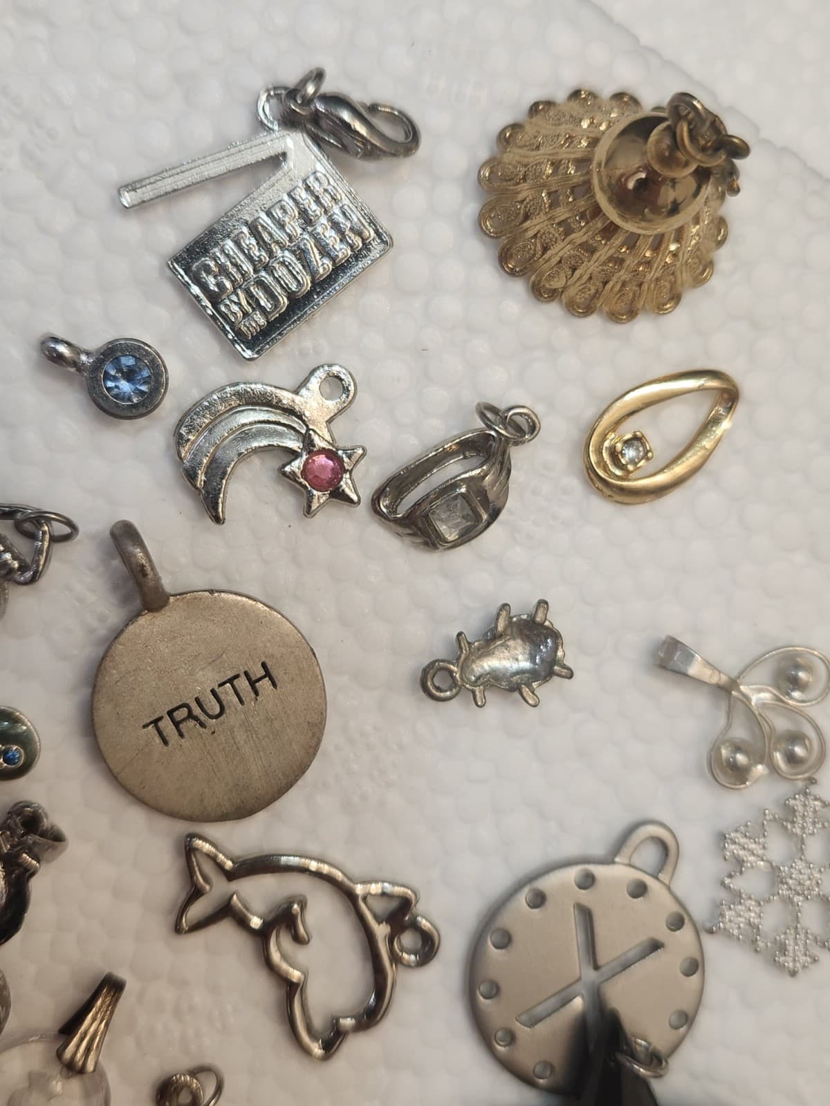 Vintage Silver-Tone & Gold-Tone Charm Lot - Mixed Estate Jewelry Charms Pendants - Thumbnail 2