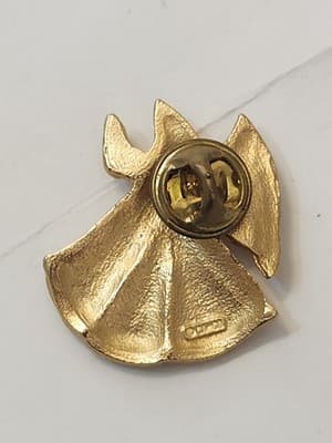 CAMCO Christmas Santa Claus Angel Pin Gold Plated St Nicholas Rhinestone Brooch - Thumbnail 2