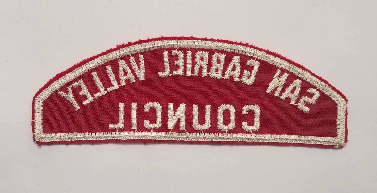 Vintage SAN GABRIEL VALLEY COUNCIL Boy Scout Red & White Strip PATCH BSA CSP - Thumbnail 2
