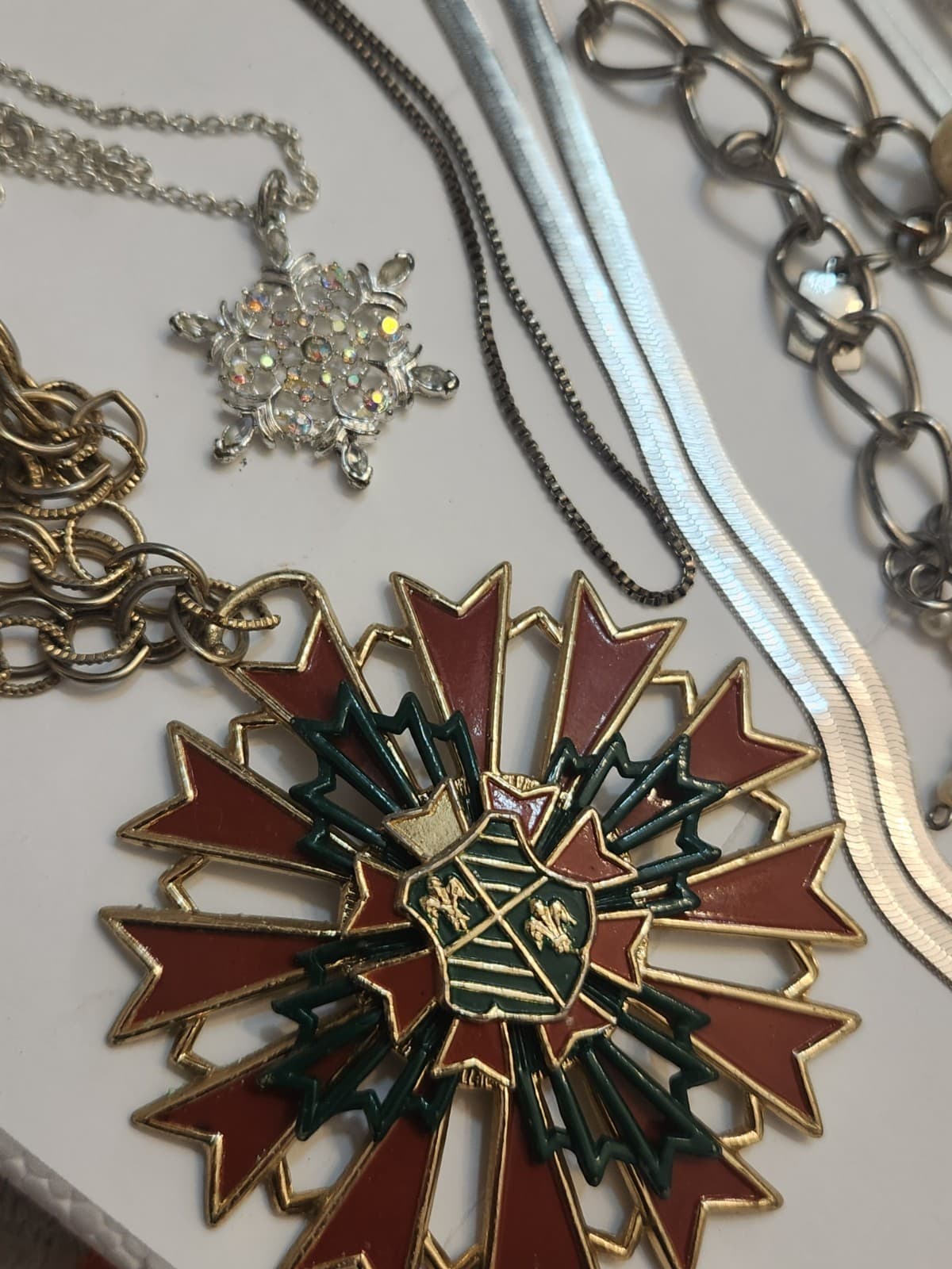 Vintage Costume Jewelry Lot Necklace Estate Mixed Pendant Cross Chain - Thumbnail 5