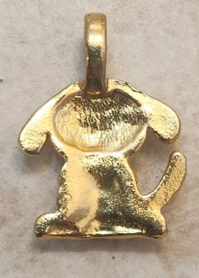 Adorable Vintage Dog Pendant Charm w/white Rhinestone April Birthstone - Thumbnail 2