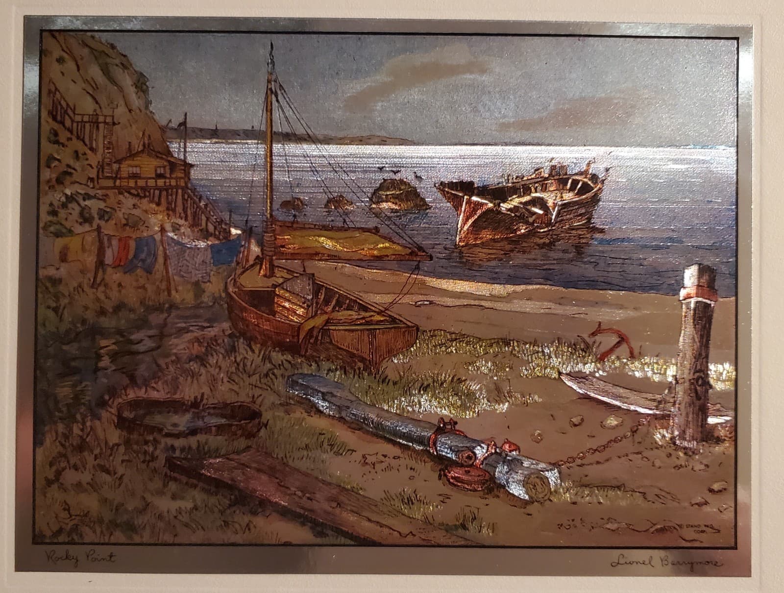Masterpiece Color-Etch Prints by LIONEL BARRYMORE Foil Set of 4 Nautical - Thumbnail 5