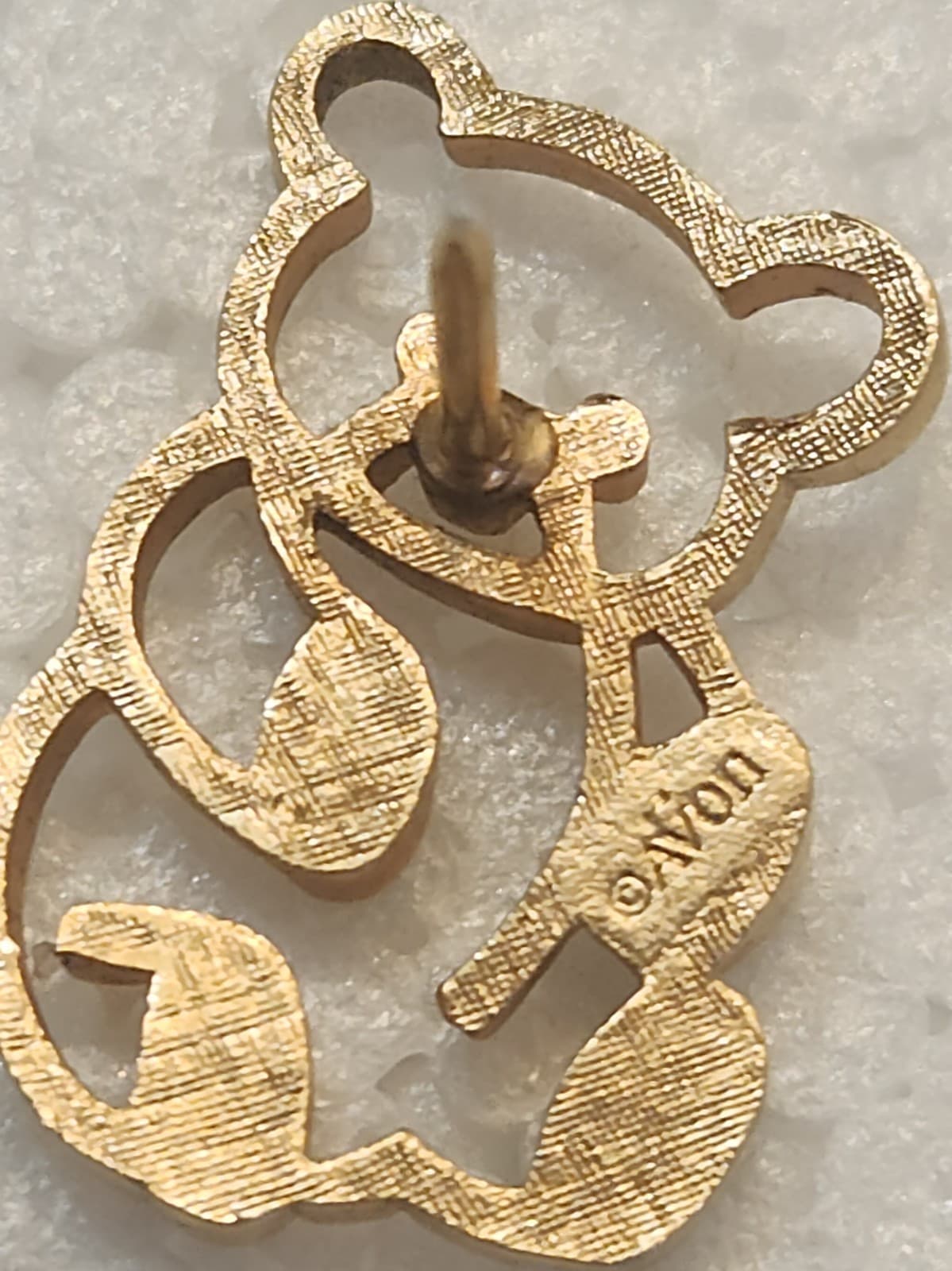 Avon Teddy Bear Pin 1” Gold & Silver Tone 1980’s Gift Rhinestone Animal Lapel - Thumbnail 2
