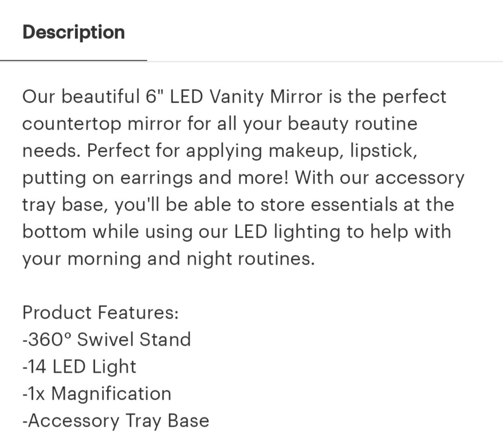 6 INCH LED VANITY MIRROR BY BLING BEAUTY - Thumbnail 4