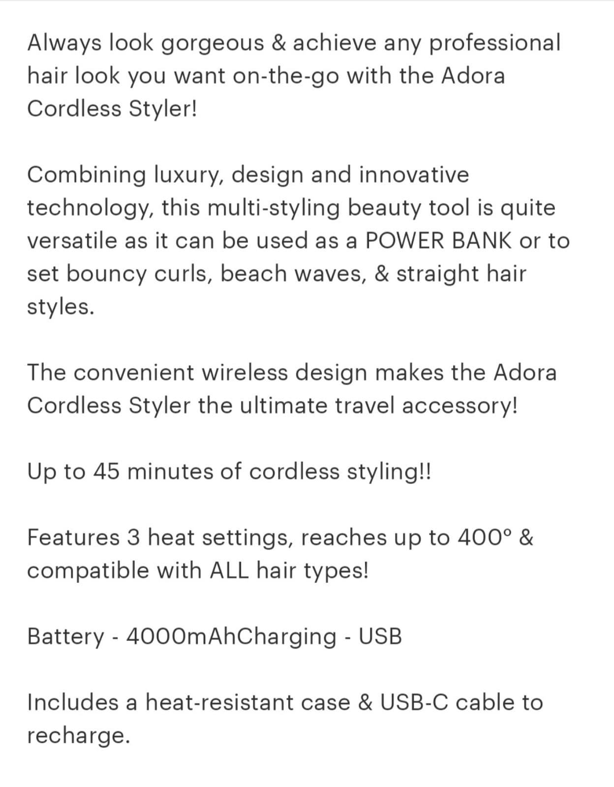 Dan Adora Wireless Hair Straightener/Cordless Styler - Thumbnail 7