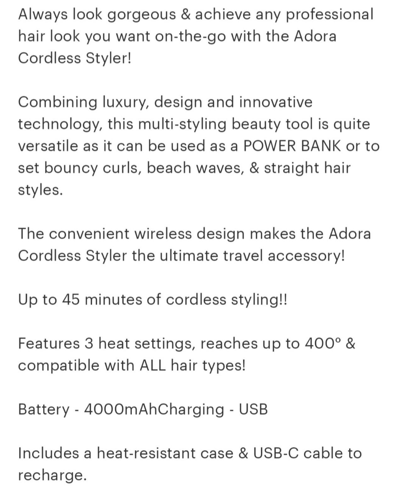 Dan Adora 2-in-1 Cordless Styler & Power Bank in Rose Gold - Thumbnail 4