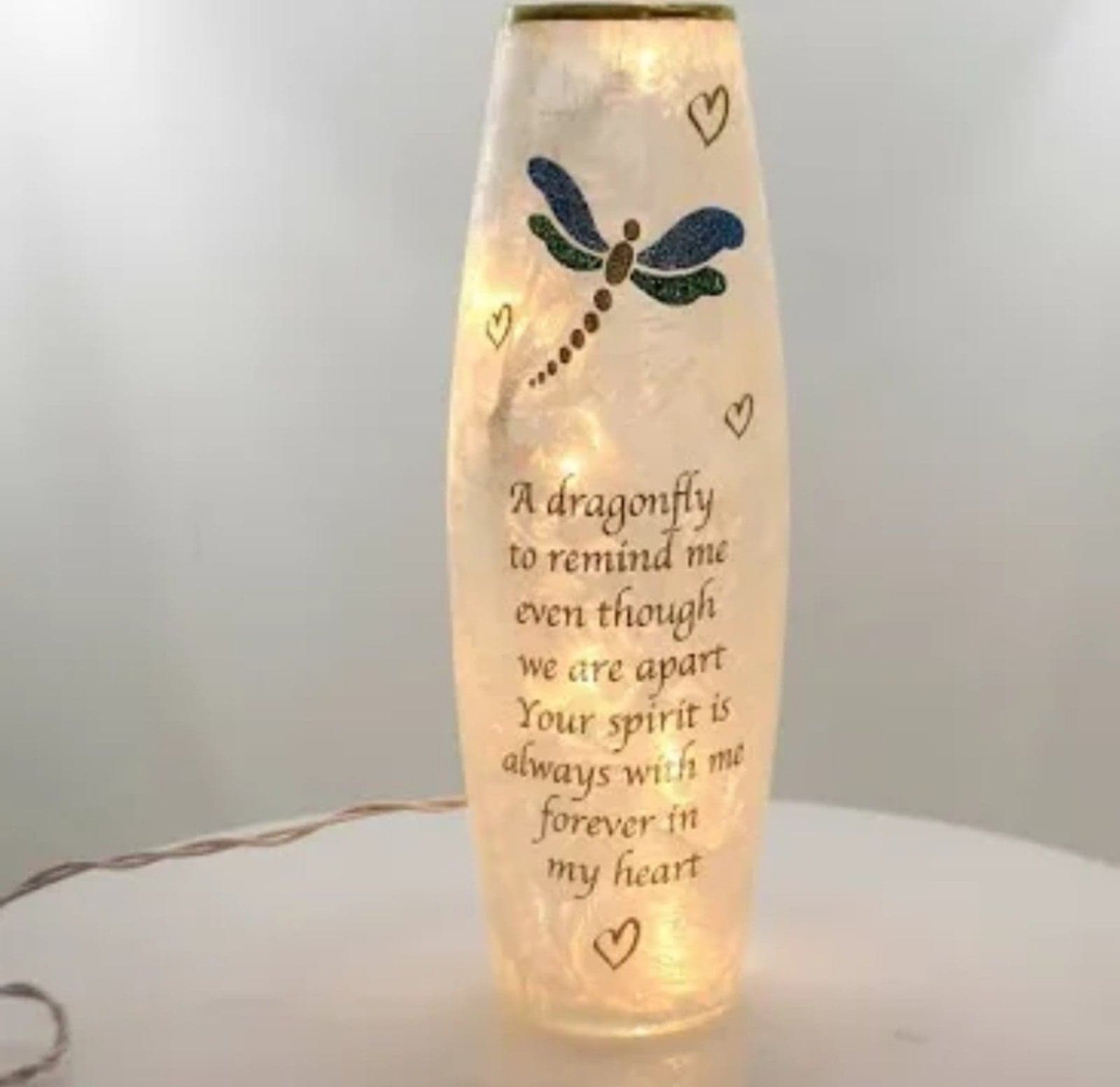 Stony Creek 12 inch Lighted Dragonfly Vase w/ Remembrance Poem - Thumbnail 3