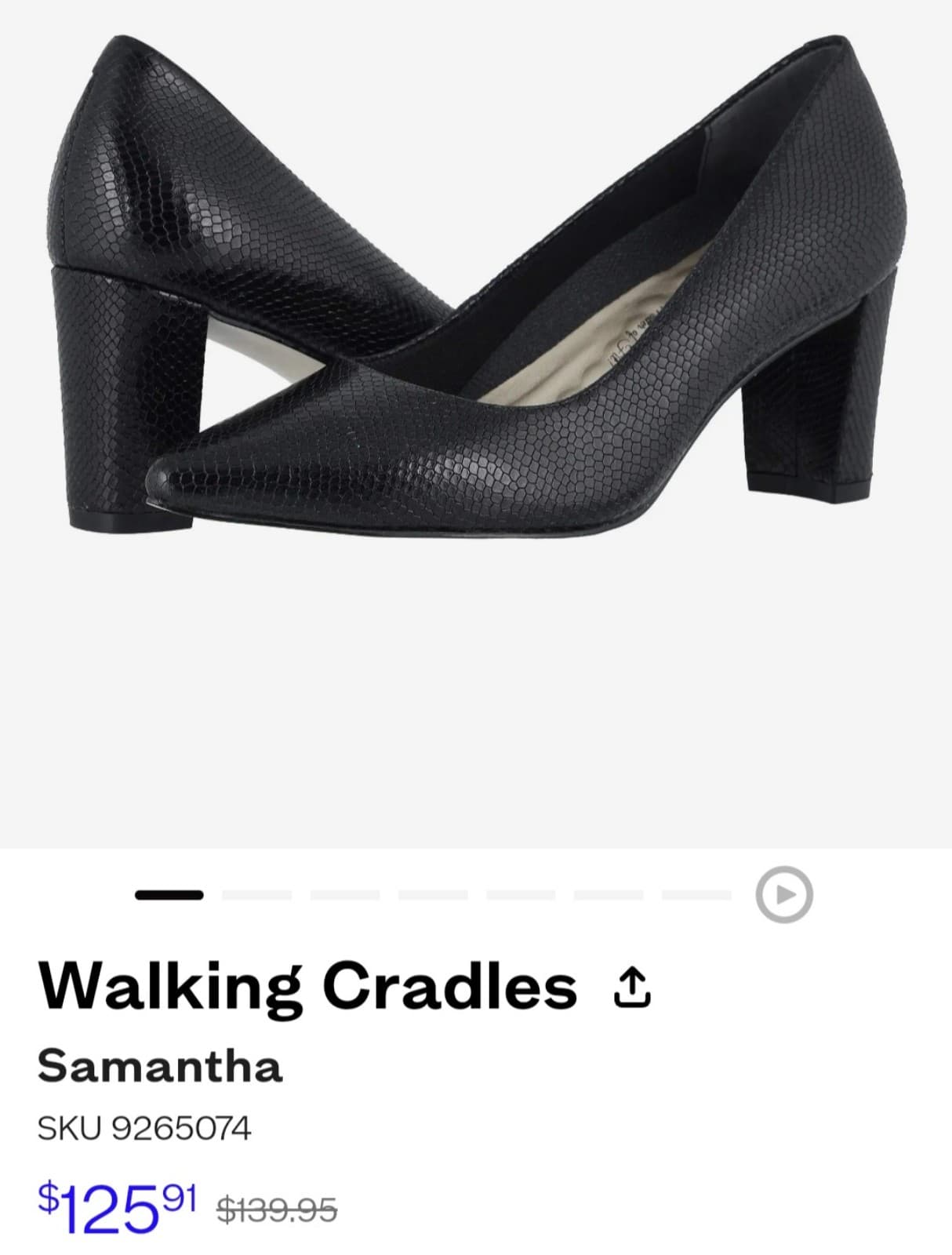 Walking Cradle Samantha Pump Dress Shoes Size 8W Black - Thumbnail 7