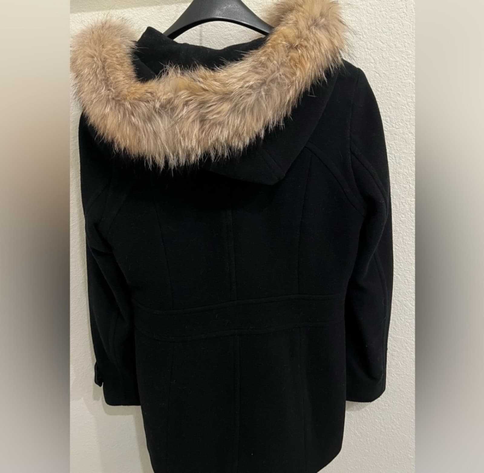 Andrew Marc Black Winter Coat with Coyote Fur Trimmed Hood - Thumbnail 2