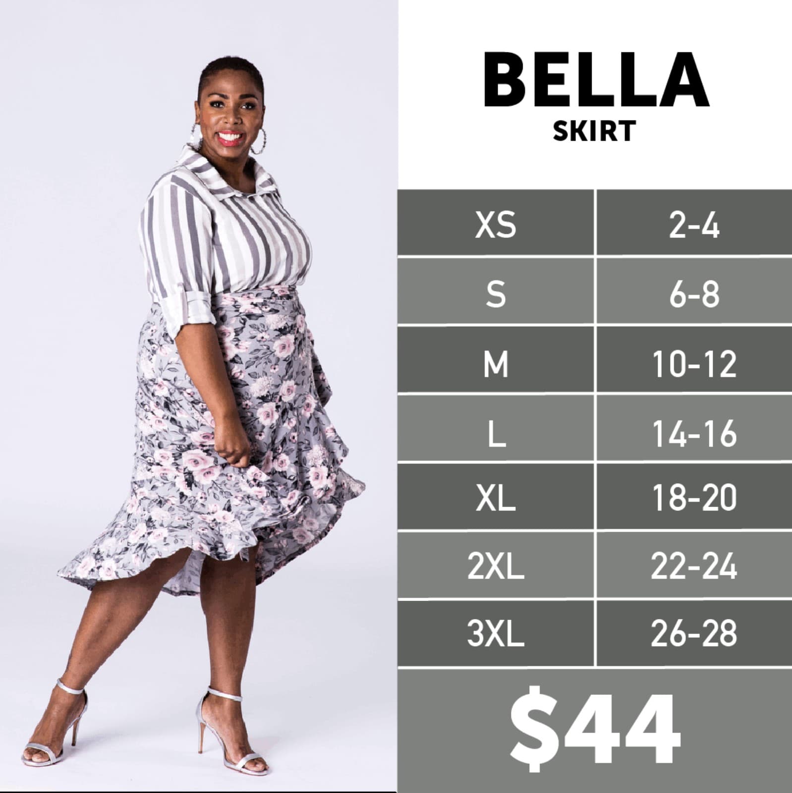 Black LulaRoe Bella A-Line Wrap Around Skirt Size 2xl - Thumbnail 5
