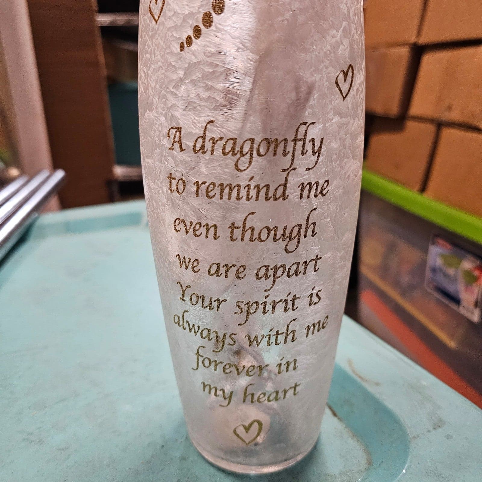 Stony Creek 12 inch Lighted Dragonfly Vase w/ Remembrance Poem - Thumbnail 5