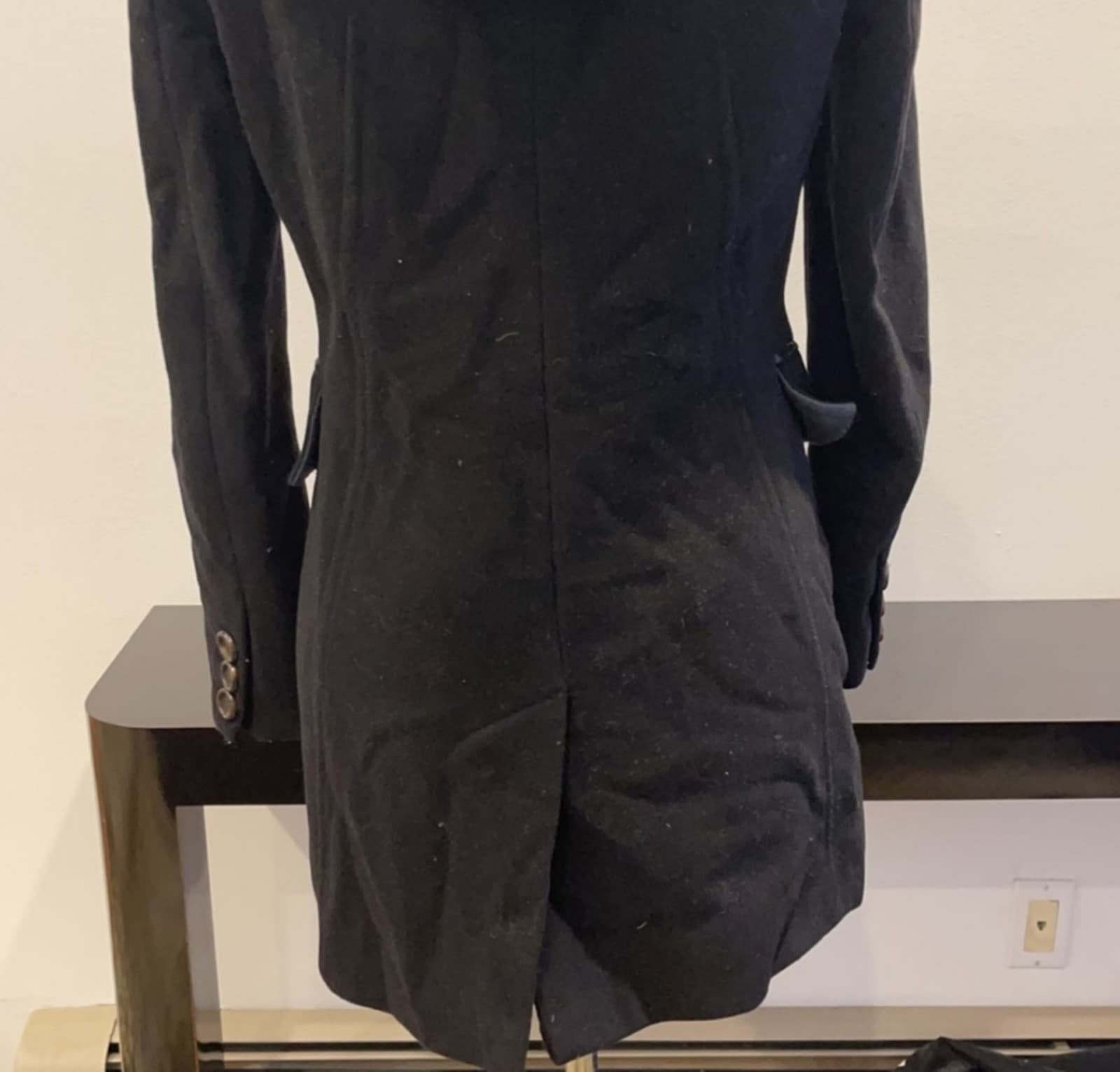 Andrew Marc Wool and Cashmere PeaCoat w Racoon Lined Hood Size 8 Womens - Thumbnail 3