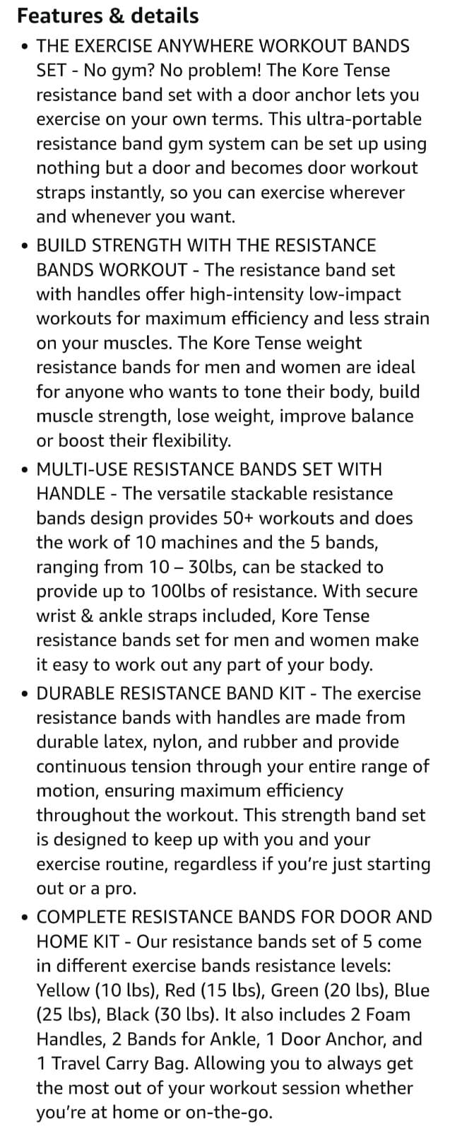 Kortense Resistance Bands Workout Set 11 PCS - Thumbnail 8