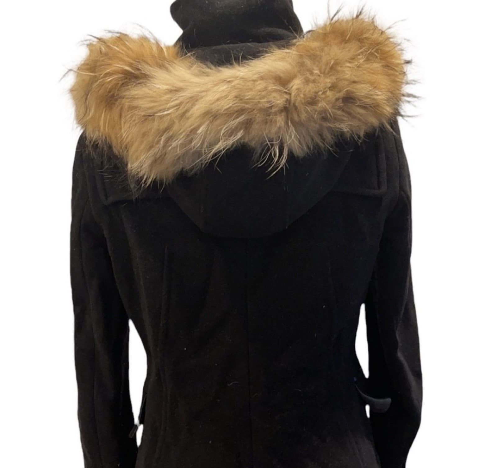 Andrew Marc Wool and Cashmere PeaCoat w Racoon Lined Hood Size 8 Womens - Thumbnail 2