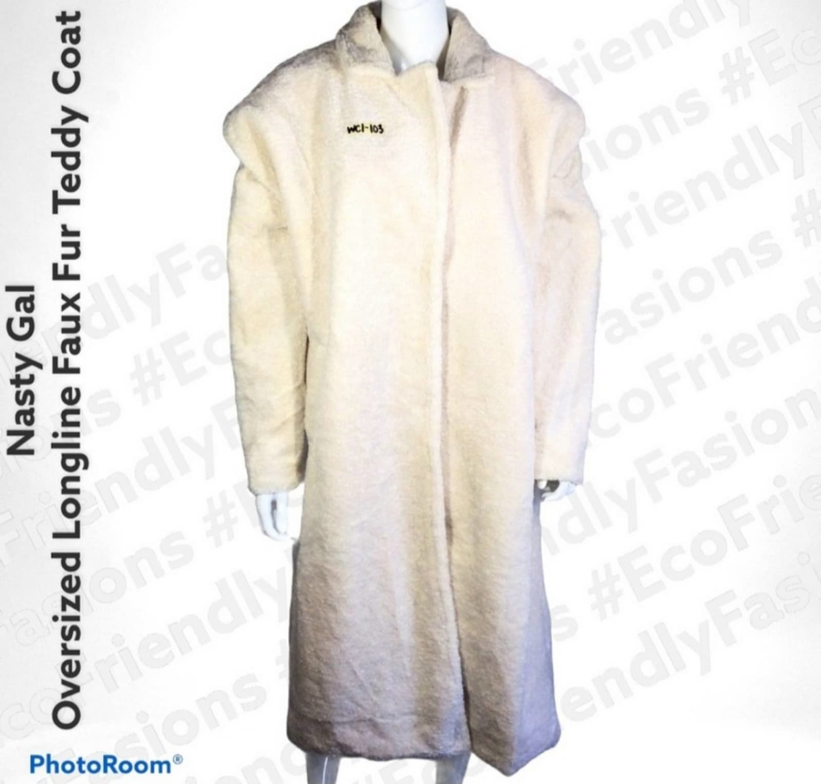 Nasty Gal Knee Length Longline Faux Fur Beige Teddy Coat - Thumbnail 2