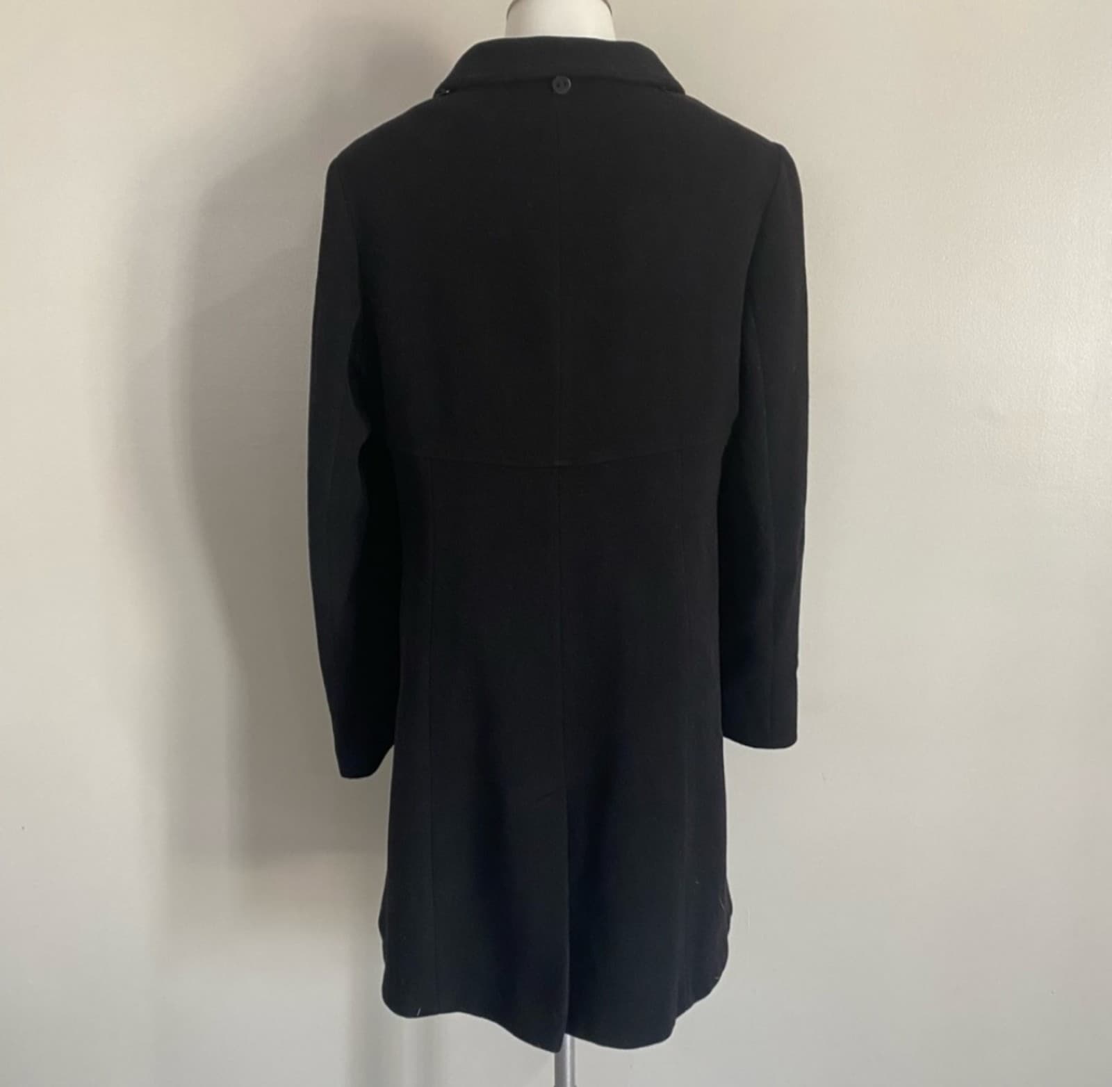 Via Spiga Double Breasted Knee Length Coat with Removable Fur Trimmed Hood Size - Thumbnail 4