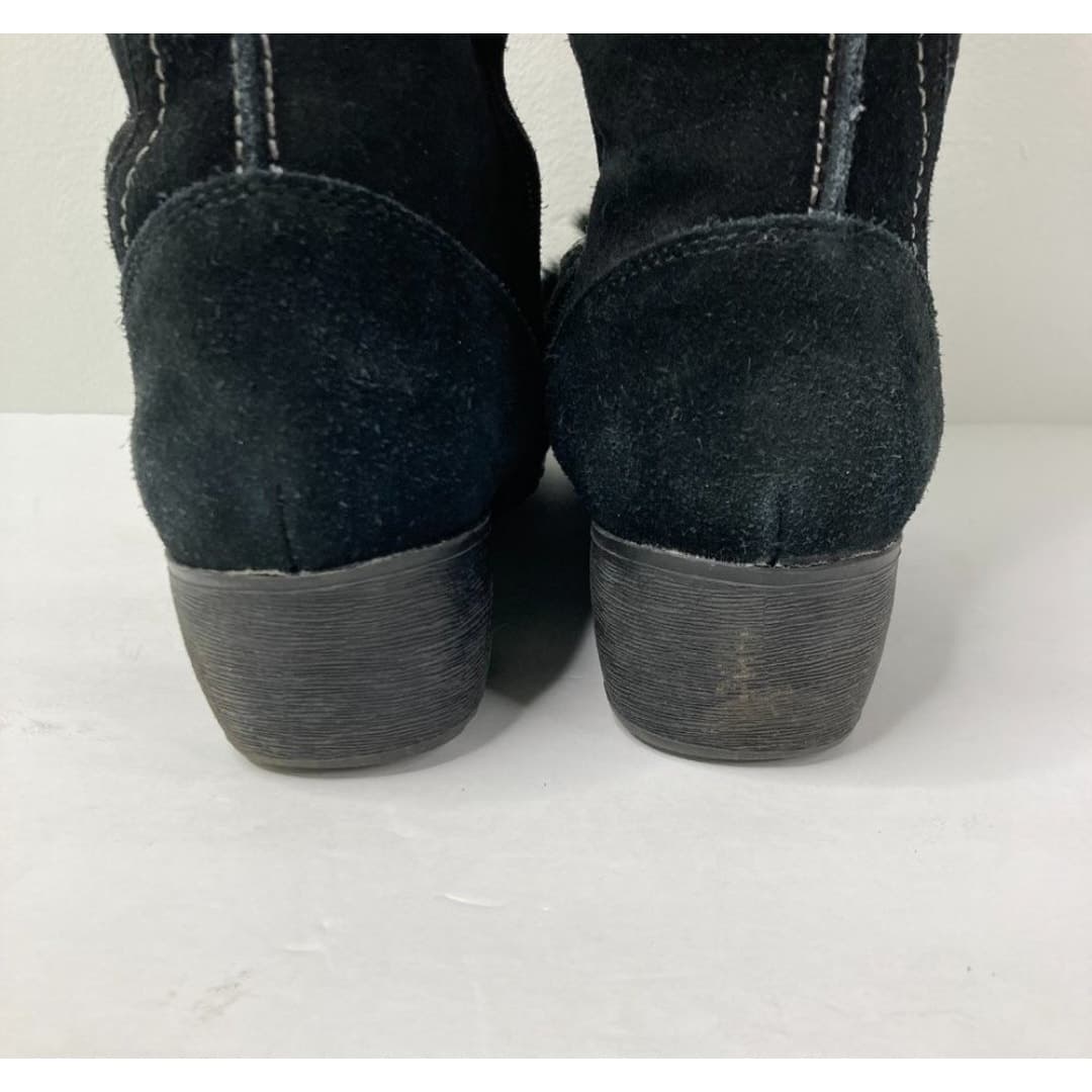London Fog Lana Black Suede and Leather Faux Fur Winter Boots Size 9 - Thumbnail 6