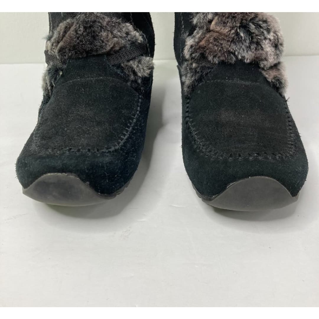 London Fog Lana Black Suede and Leather Faux Fur Winter Boots Size 9 - Thumbnail 7