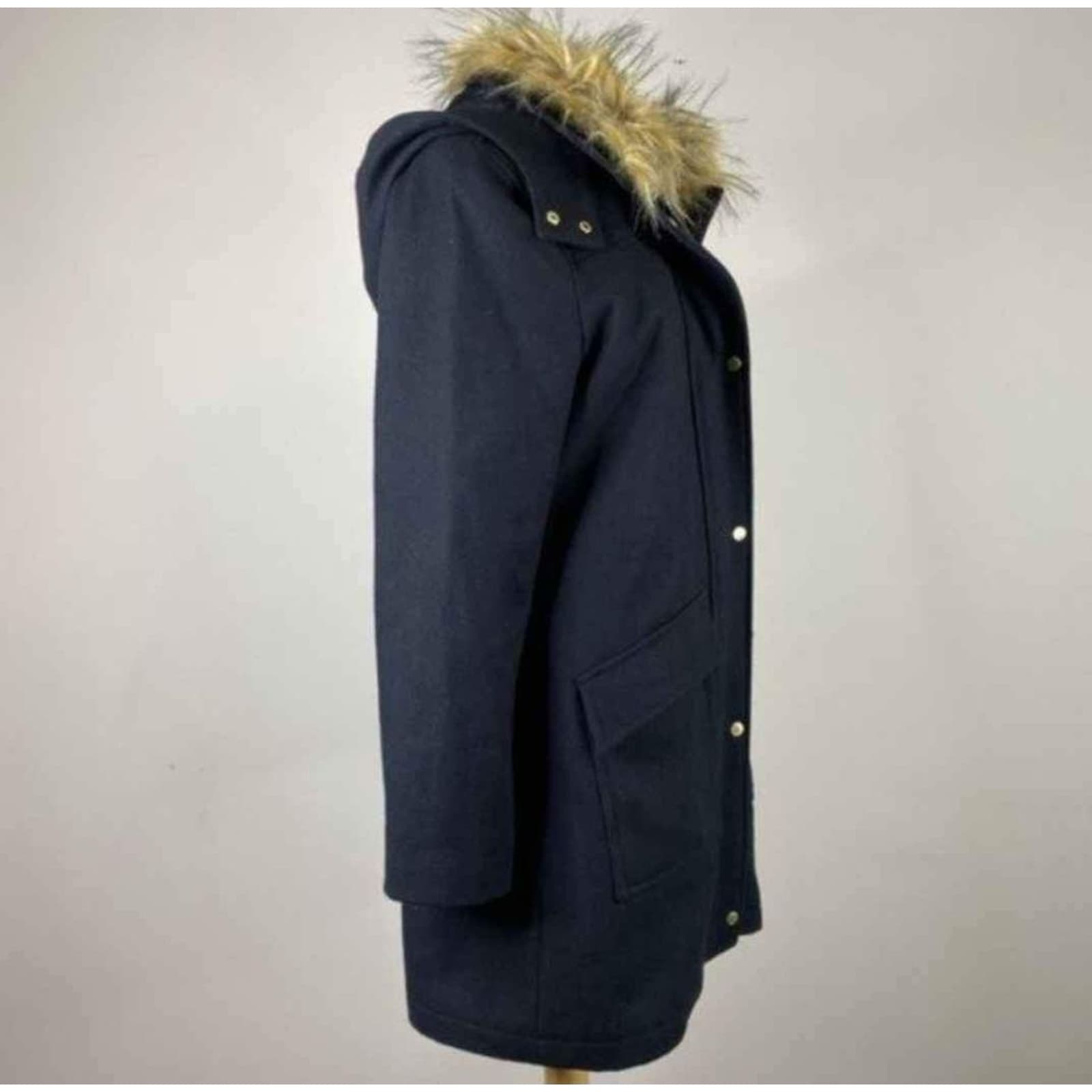 Cole Haan Faux Fur Wool Trench Coat for Women Size 8 - Thumbnail 6