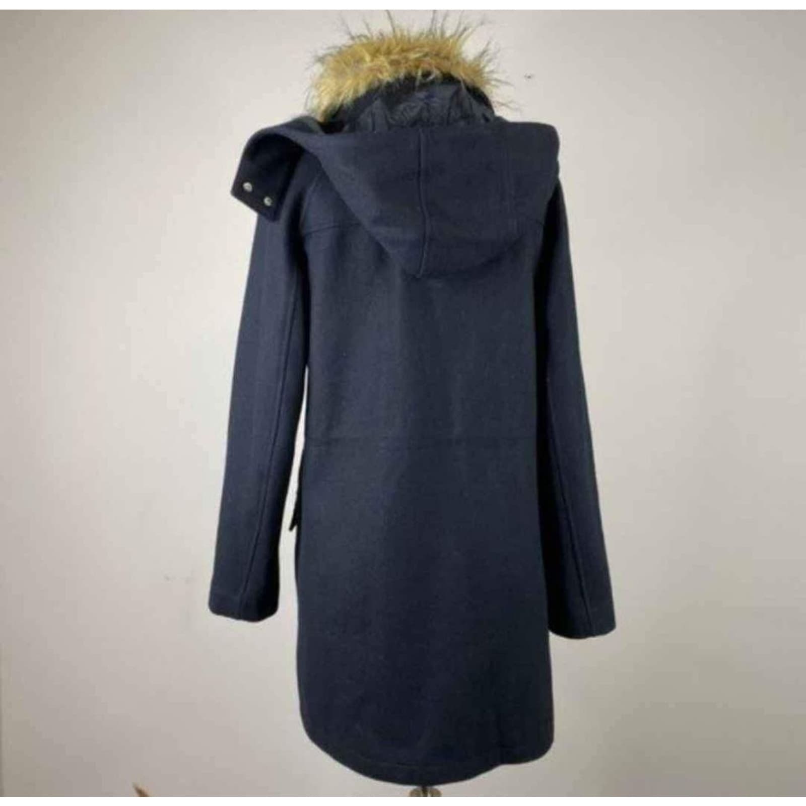 Cole Haan Faux Fur Wool Trench Coat for Women Size 8 - Thumbnail 5