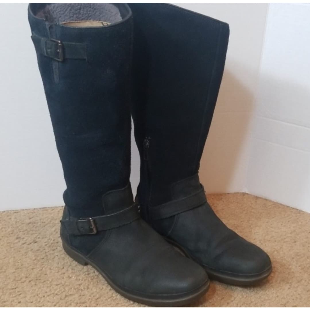 Black Ugg Thomsen 1005268 Leather/Suede Waterproof Boots Size 9 - Thumbnail 2