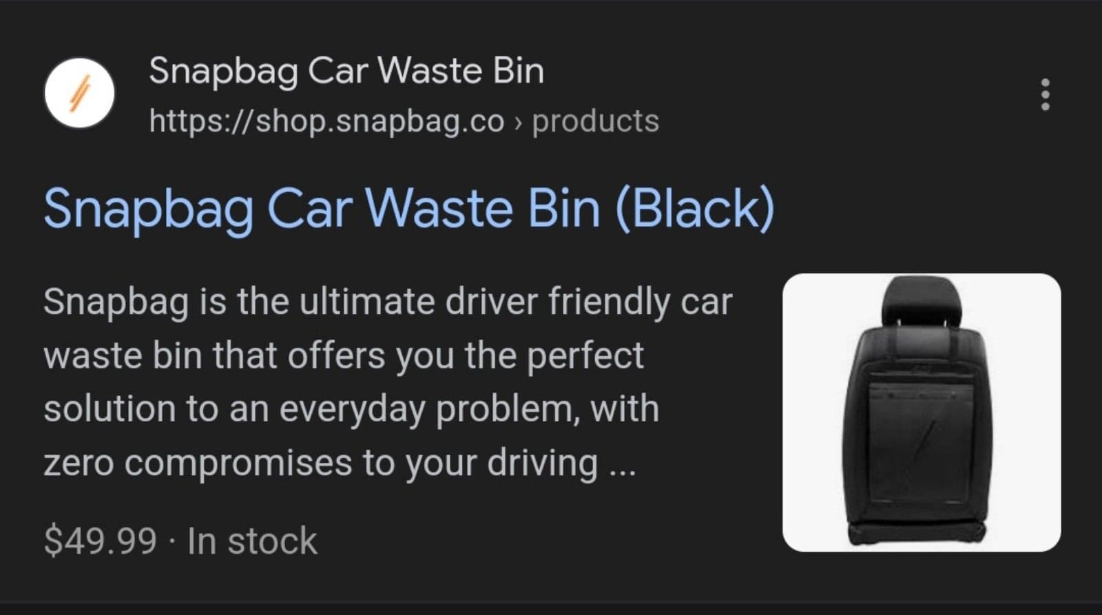 Grey Snap Bag Car Waste Bin Trash Can for Cars - Thumbnail 6