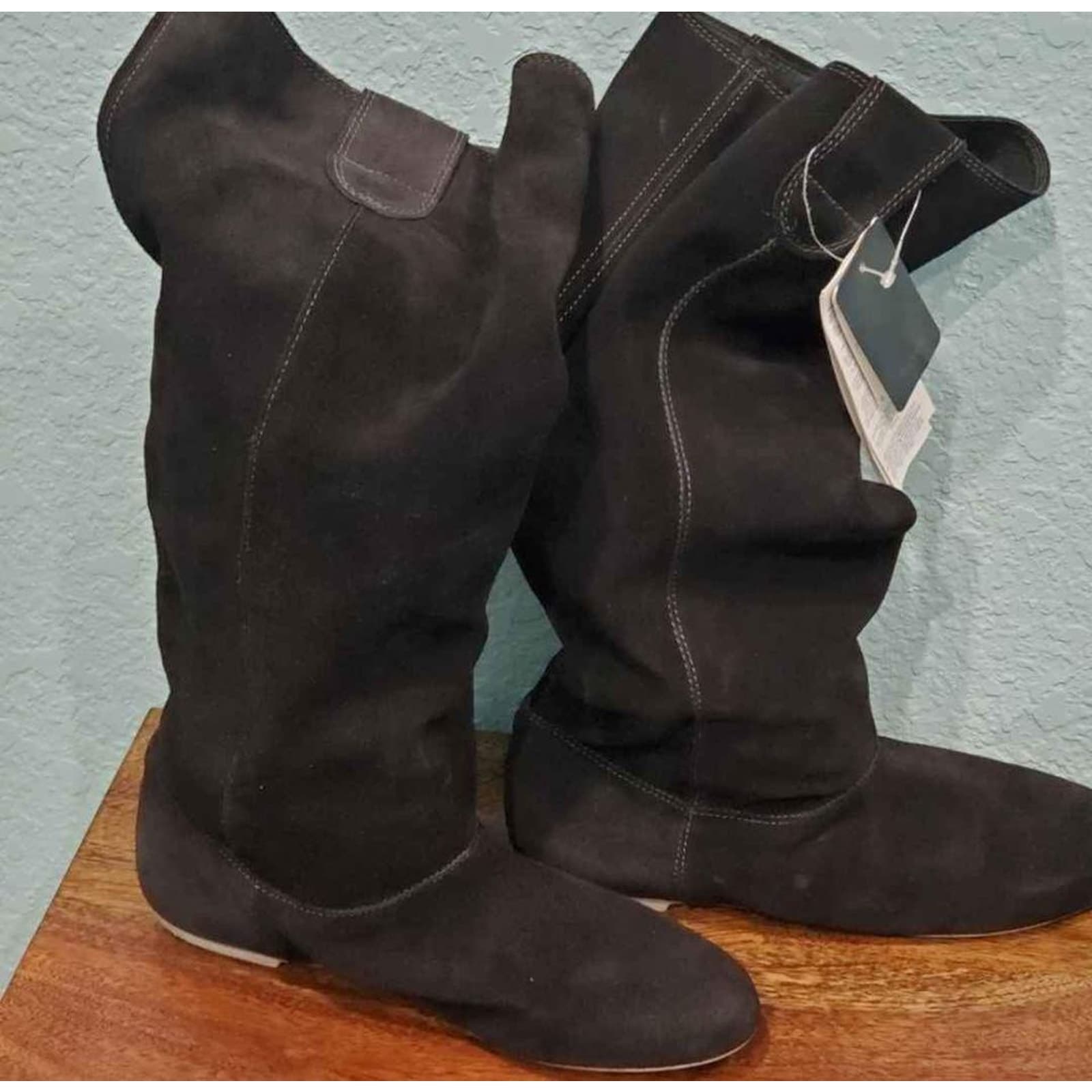 Mango Black Leather Boots Size 9 - Thumbnail 2