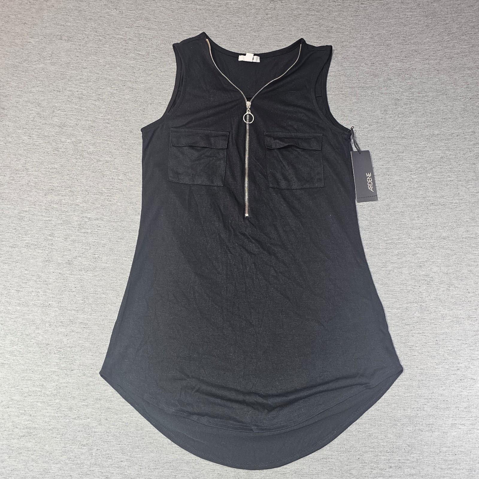 Ardene Black Half Zip Tank Top for Women Size X-Small - Thumbnail 2