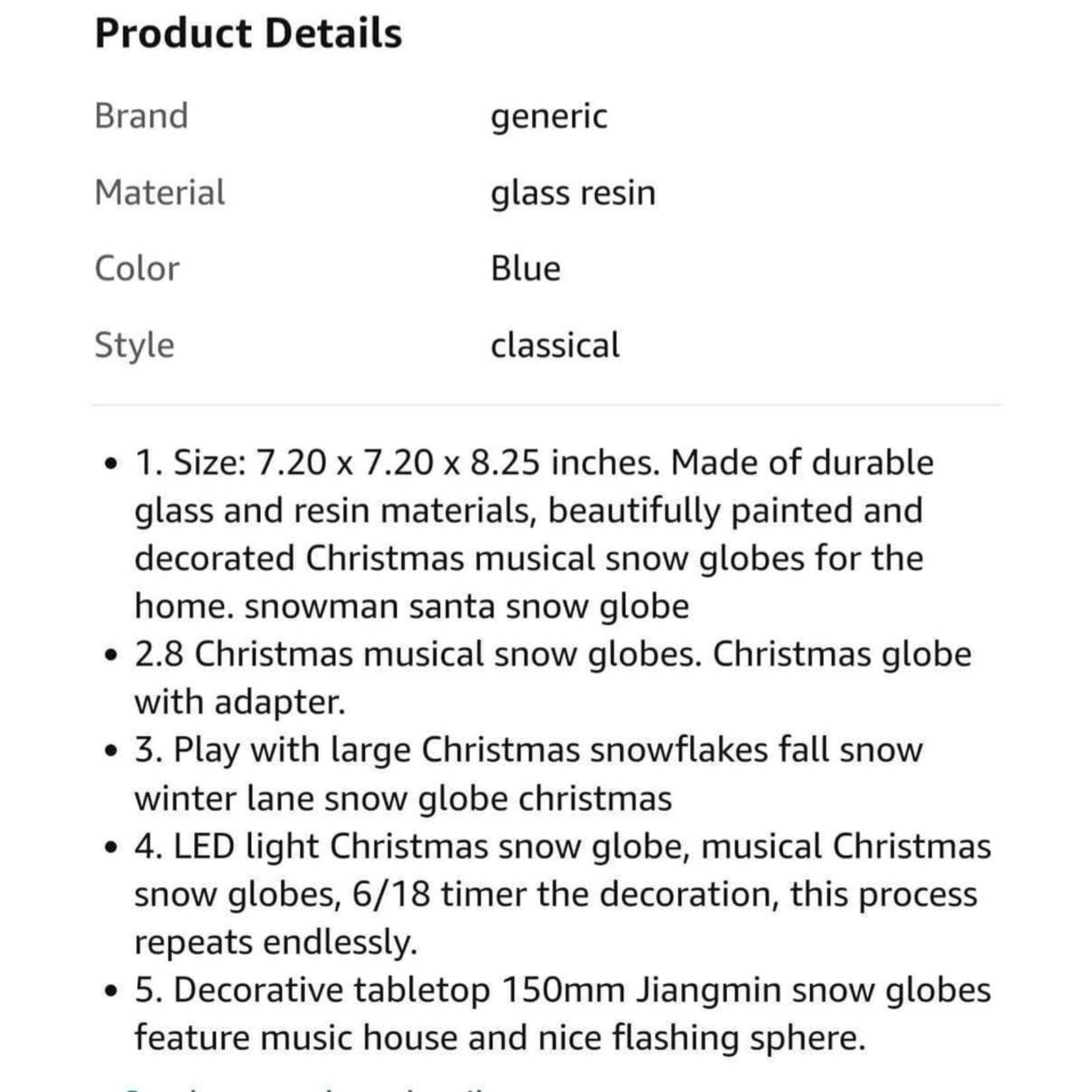 Musical Christmas Snow Globe - Thumbnail 8