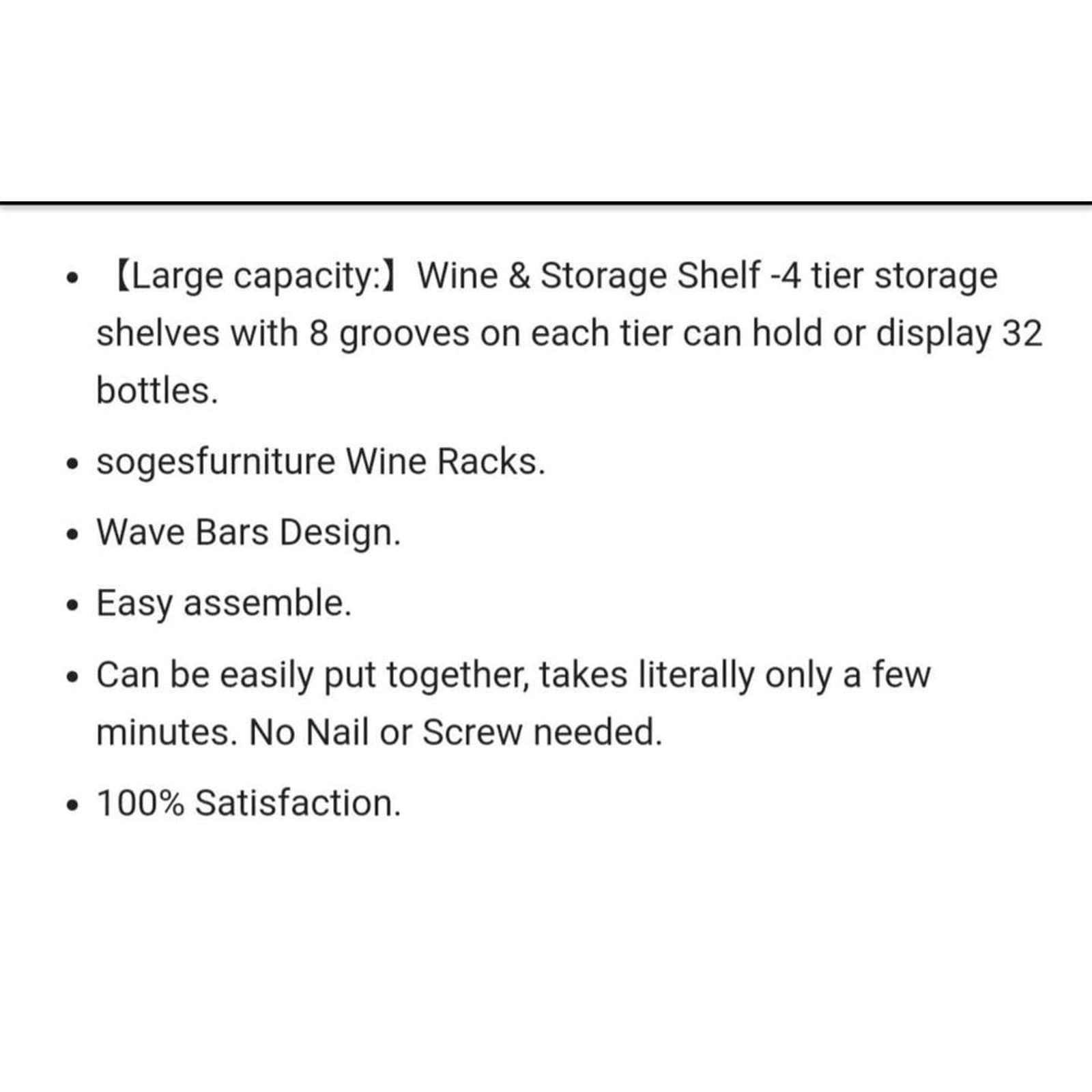 Soges Furniture 4 Tier 32 Bottle Wooden Wine Rack - Thumbnail 3